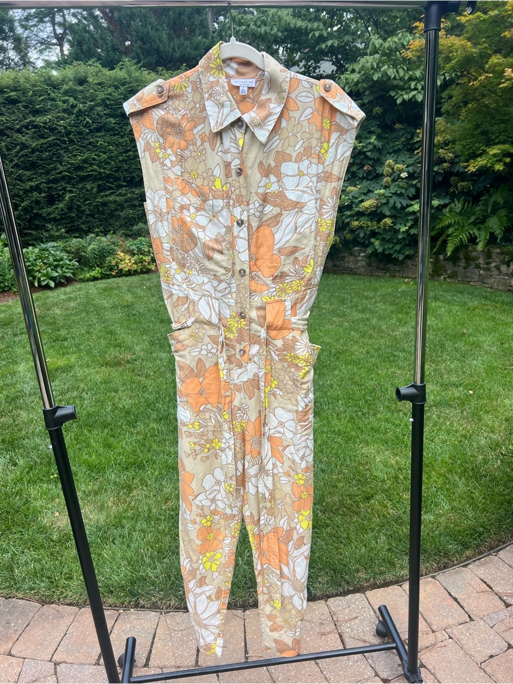 Current Air Floral Utility Jumpsuit in Orange, Cream & Yellow
